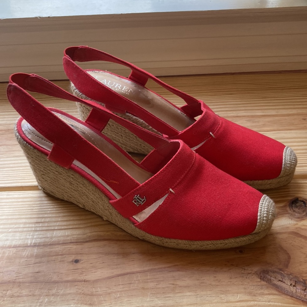 Women’s Ralph Lauren Penelopie Sport Red Wedge - Picture 2 of 6